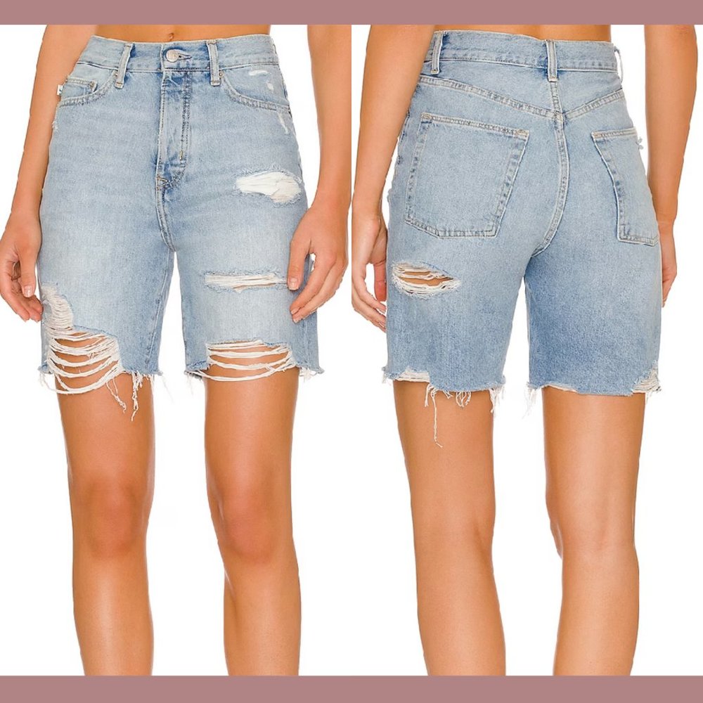 NWT Lovers and Friends [ 25 ] Devon High Rise Cut Off Shorts Boardwalk Blue 5684